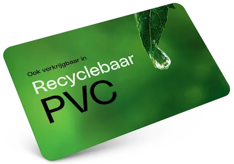 Wij leveren <br>ook recyclebaar  <br>PVC, een  milieuvriendelijke  variant.